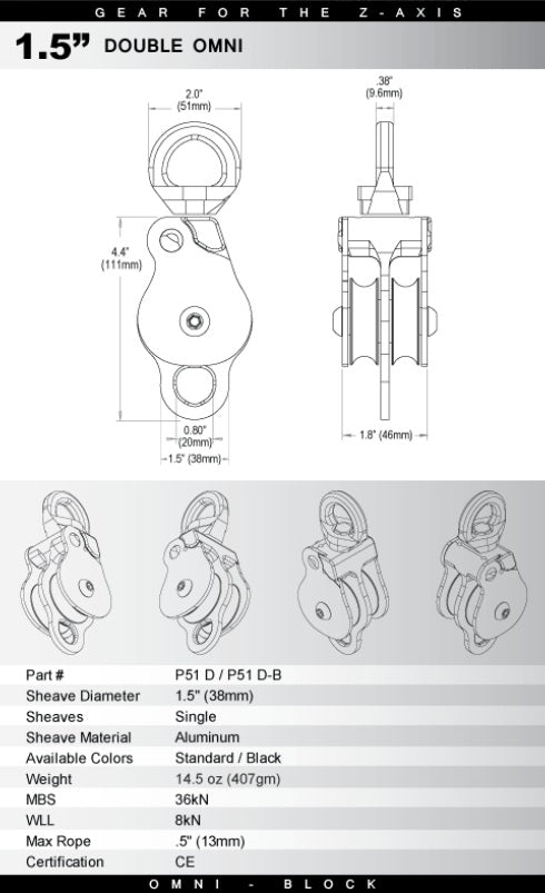 Omni-Block 1.5" Double Pulley