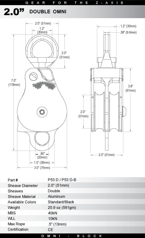 Omni-Block 2.0" Double Pulley