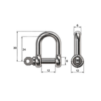 Shackle - captive pin 6mm