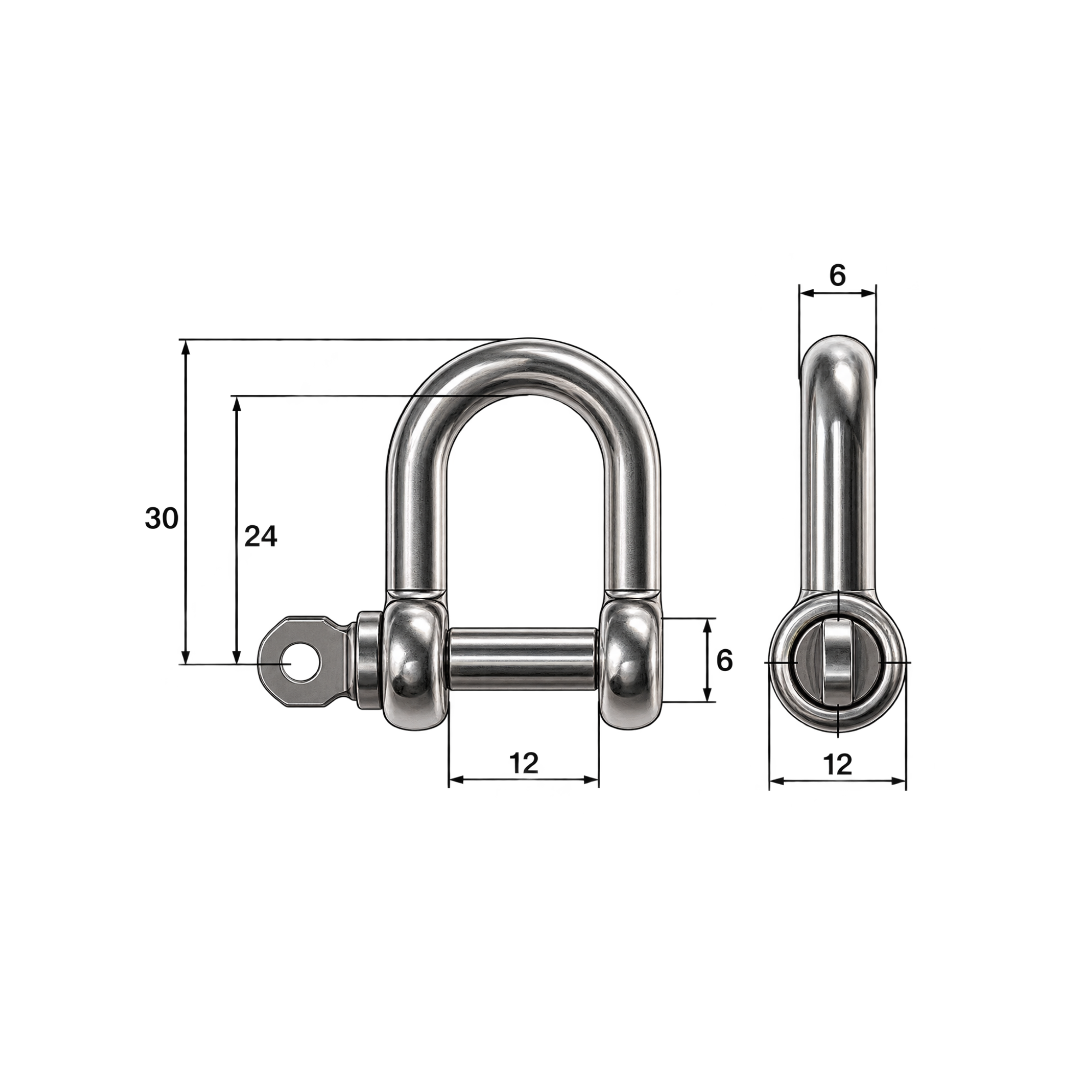 Shackle - captive pin 6mm